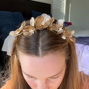 Handmade gold flower crown headband